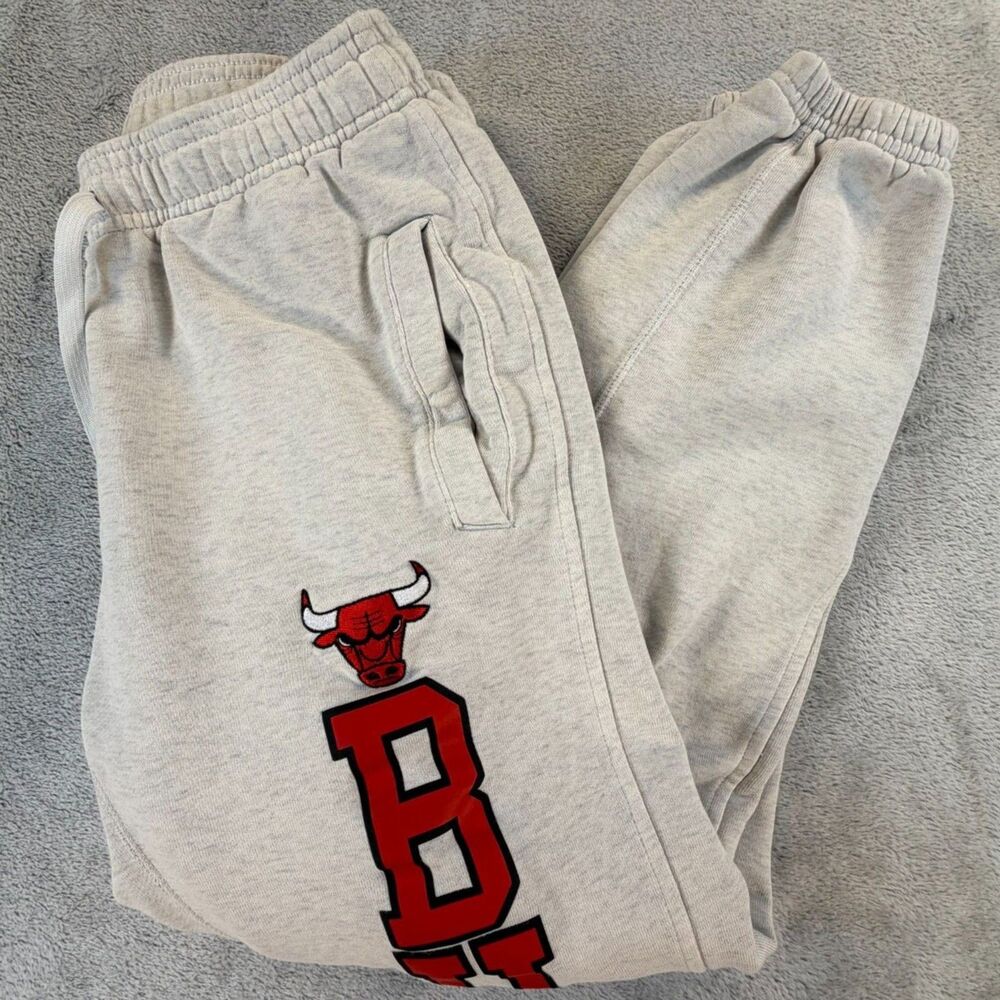 Nike Bulls Jogger Sweatpants Men’s NBA Fleece Gray Chicago Size S